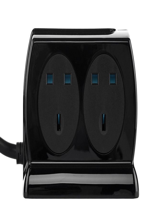 MASTERPLUG High Gloss 4 Socket Compact Power Extension Cord 2 USB 4 M Black  - Image 2