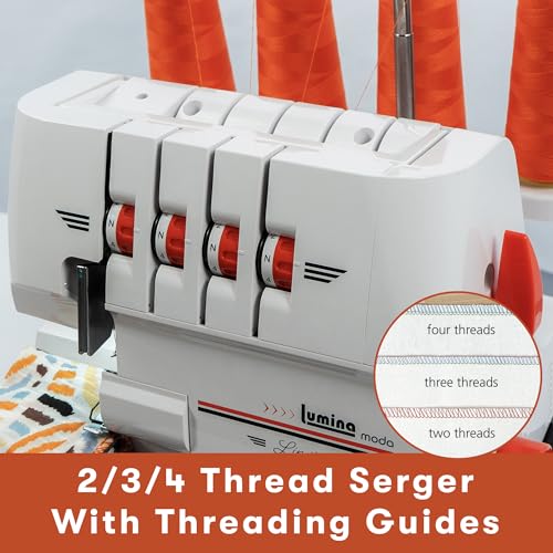 Lumina Moda Serger Overlock Machine with 2-3-4 Stitch Capability, Heavy-Duty Metal Frame 1250 Stitches/Minute, Differential Feed, Free Arm & LED Light - Image 2