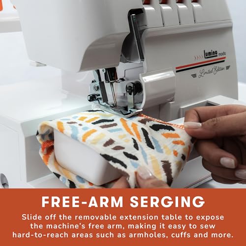 Lumina Moda Serger Overlock Machine with 2-3-4 Stitch Capability, Heavy-Duty Metal Frame 1250 Stitches/Minute, Differential Feed, Free Arm & LED Light - Image 5