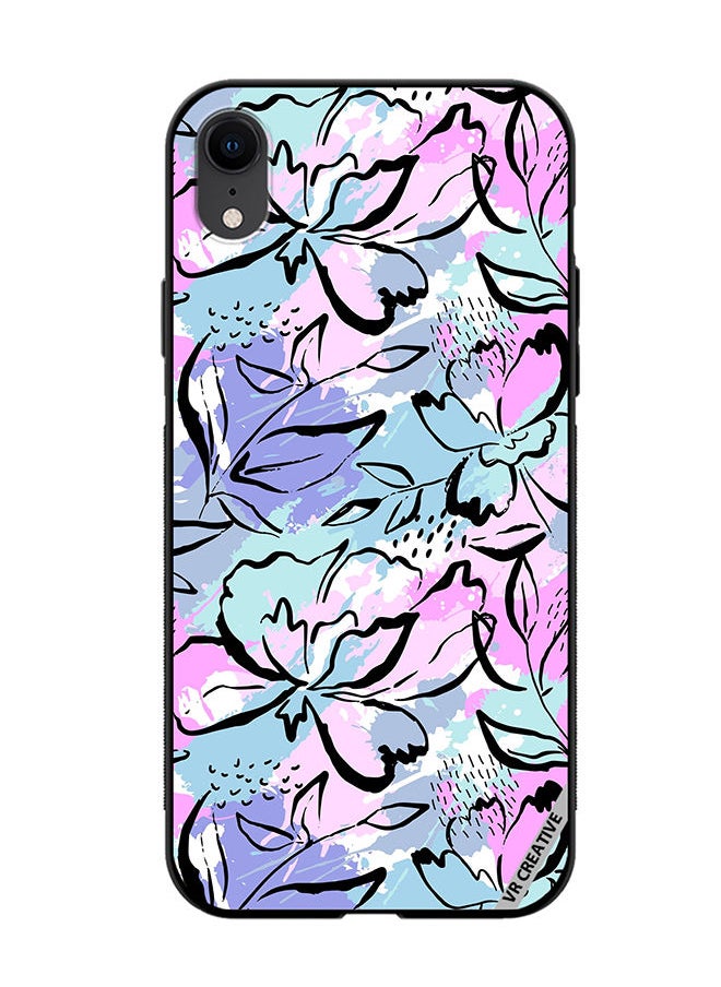 VR CREATIVE - Protective Case Cover For Apple iPhone XR Abstract Flowers Print Design Multicolour - Image 1