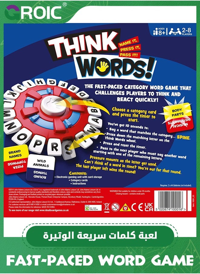 GROIC - TAPPLE Word Game with Cards, Fast-Paced Family Board Game for Kids, Choose a Category & Race Against The Timer to be The Last Player, Learning Educational Toys Learning Game for All Ages - Red - Image 1