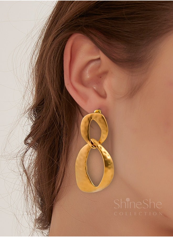ShineShe Earring High-End Sense Double Circle Streamlined Gold Simple Earrings  - Image 1