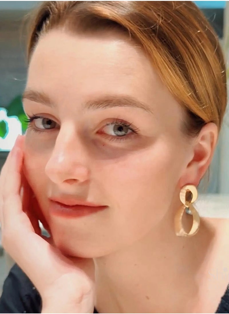 ShineShe - Earring High-End Sense Double Circle Streamlined Gold Simple Earrings - Image 1