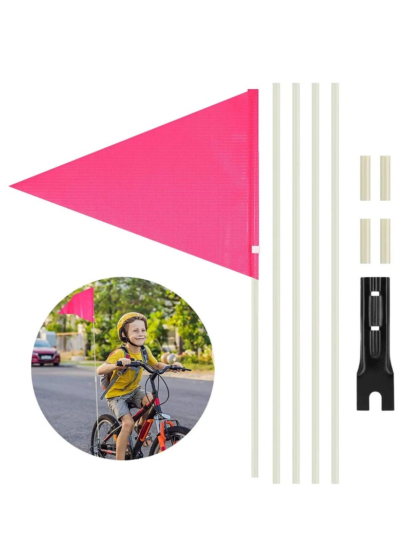 6ft Bike Safety Flag with Fiberglass Pole & Mounting Bracket, Bike Trailer Safety Flag, with Bicycle Mounting Bracket Height, Visibility Bicycle Safety Flag for Kids & Adults (Pink) - Image 1