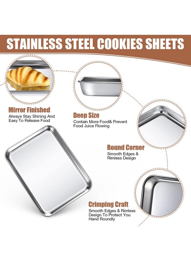Potchen Baking Sheet Pan Set Cookie Sheet Small Toaster Oven Pans Stainless Steel Tray Barbecue Grill Pan Rectangle Trays Oven, Non-stick, Easy Clean(12 Pcs) - Image 3