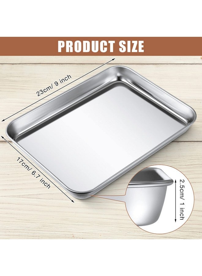 Potchen Baking Sheet Pan Set Cookie Sheet Small Toaster Oven Pans Stainless Steel Tray Barbecue Grill Pan Rectangle Trays Oven, Non-stick, Easy Clean(12 Pcs) - Image 2