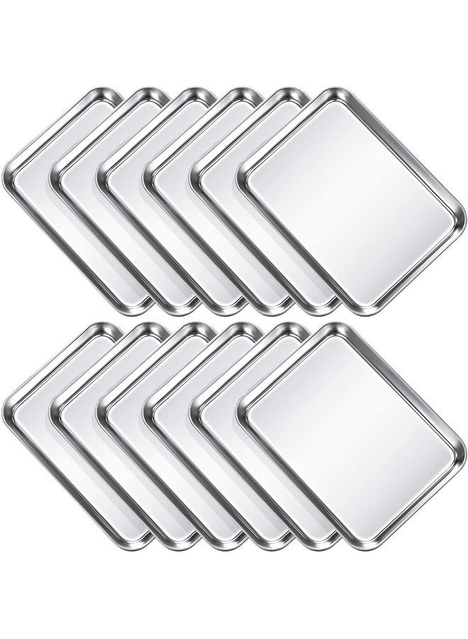 Potchen Baking Sheet Pan Set Cookie Sheet Small Toaster Oven Pans Stainless Steel Tray Barbecue Grill Pan Rectangle Trays Oven, Non-stick, Easy Clean(12 Pcs) - Image 1