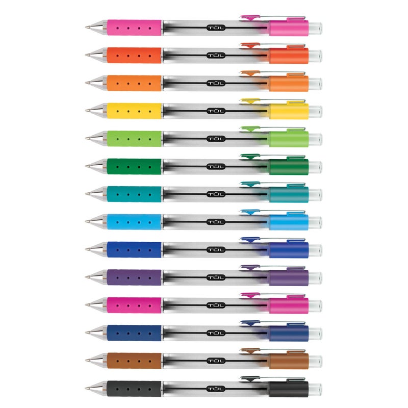 TUL WHJJK TUL Retractable Gel Pens, Bullet Point, 0.7 mm, Gray Barrel, Assorted Standard and Bright Ink Colors, Pack of 14, SG_B01NBW93N6_US - Image 2