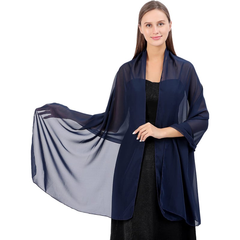 Ladiery Chiffon Shawl Wraps for Women Evening Dresses, Elegant Soft Sheer Shawls for formal dressy Bride Wedding - Image 1