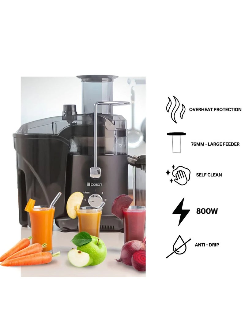 Danish Design Fruit Juicer | Self-Cleaning Cold Press Juice Extractor | 3-Speed Precision Control | Large 3.0L Pulp Container | 800ml Juice Jug | Overheat Protection | BPA-Free, Easy to Clean | Powerful 800W Motor