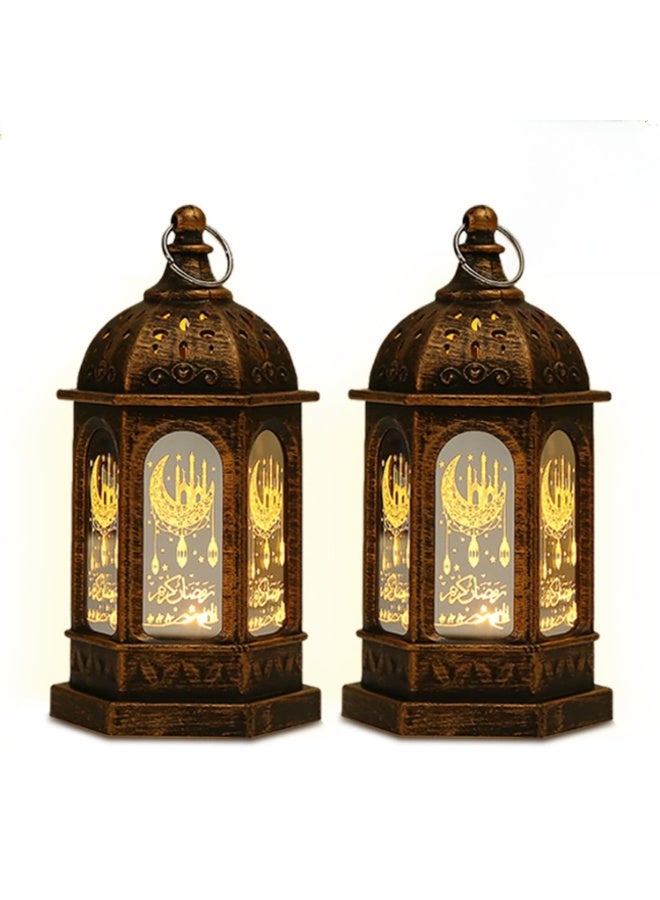 2pcs Ramadan LED Star Moon Decorative Lantern Lamp for Eid Mubarak Home Decor - Image 1