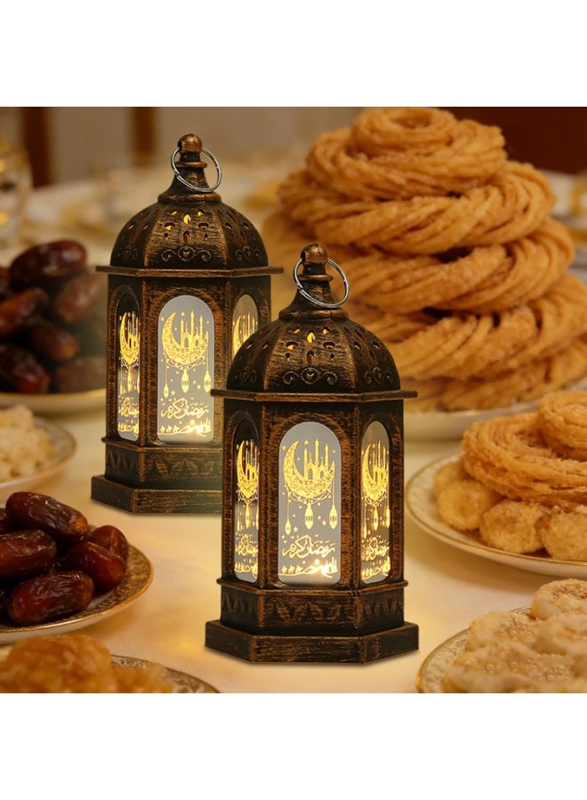 2pcs Ramadan LED Star Moon Decorative Lantern Lamp for Eid Mubarak Home Decor - Image 2