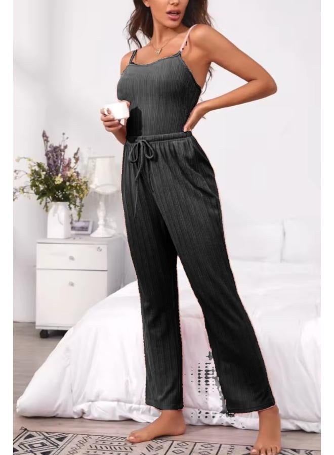 3 Pieces Set Wide-leg Pants with Inner Sando and Cardigan Suit for Women T26  - Image 2