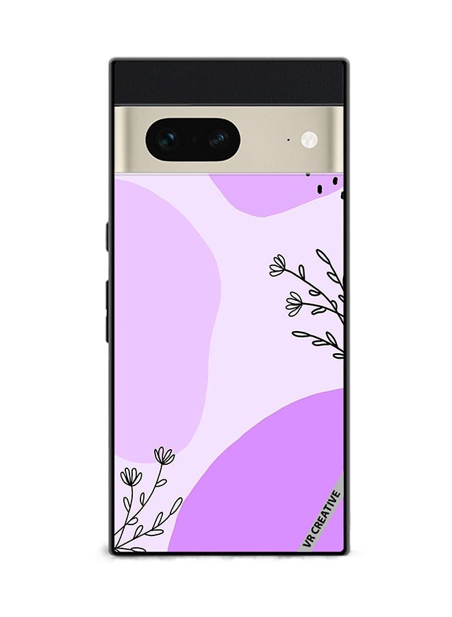 VR CREATIVE Protective Case Cover For Google Pixel 7 Purple Flower Design Multicolour - Image 1