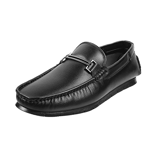 Mochi Mens Leather Black Loafers (Size (6 UK (40 EU)) - Image 1
