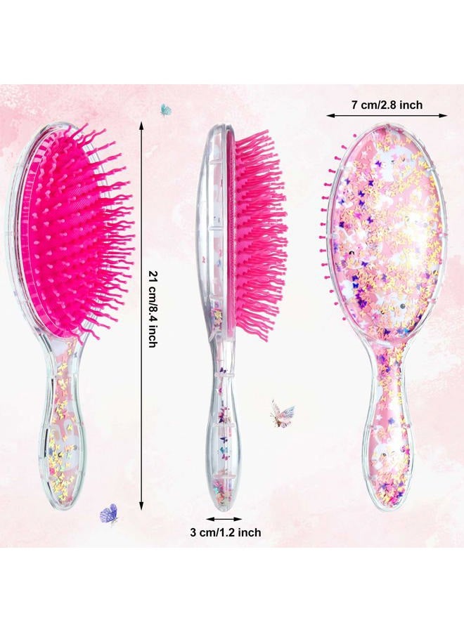 Patelai 2 Pieces Kids Wet Hair Brush Confetti Glitter Detangler Hair Brush Set Soft Bristles Massage Brush for Baby Kids Girls Curly Straight Long Short Hair (Rabbit and Unicorn) - Image 4