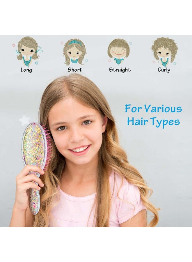 Patelai 2 Pieces Kids Wet Hair Brush Confetti Glitter Detangler Hair Brush Set Soft Bristles Massage Brush for Baby Kids Girls Curly Straight Long Short Hair (Rabbit and Unicorn) - Image 5