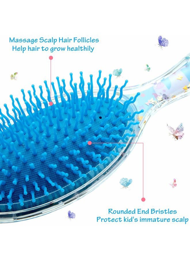 Patelai 2 Pieces Kids Wet Hair Brush Confetti Glitter Detangler Hair Brush Set Soft Bristles Massage Brush for Baby Kids Girls Curly Straight Long Short Hair (Rabbit and Unicorn) - Image 2