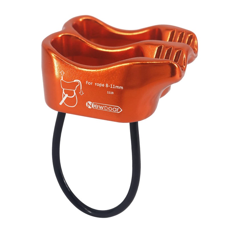 نيودوار جهاز NewDoar للتسلق من قمم الجبال، جهاز احترافي ATC Rappelling Descender 25KN، معدات أمان محززة على شكل حرف V (برتقالي) - Image 1