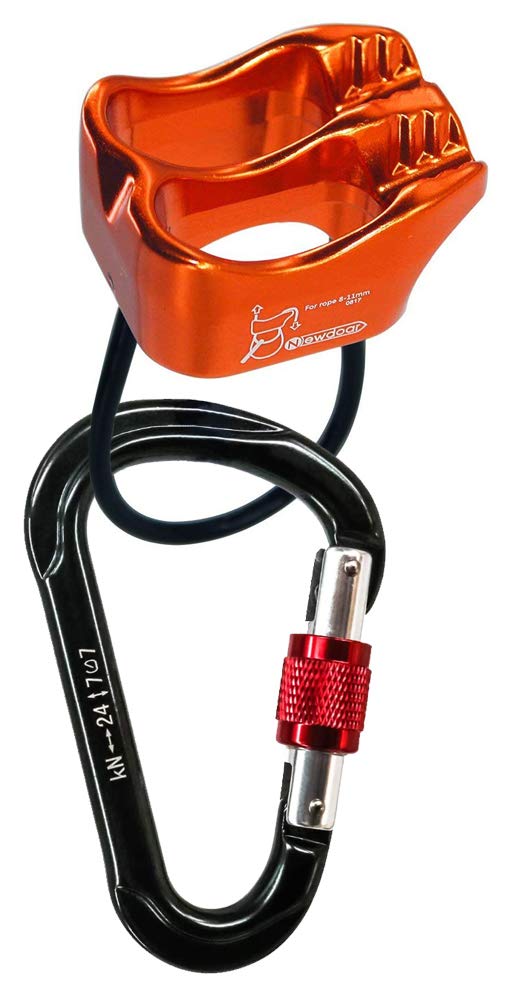 نيودوار جهاز NewDoar للتسلق من قمم الجبال، جهاز احترافي ATC Rappelling Descender 25KN، معدات أمان محززة على شكل حرف V (برتقالي) - Image 5
