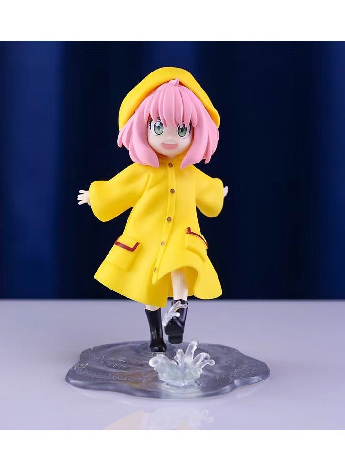 SPYxFAMILY Anya Action Figure with Base,Raincoat Anya Model Figure Toy,PVC Character Model Statue,for Desktop Decorations/Collectibles,Gifts for Fans, Friends,10*12 CM  - Image 1