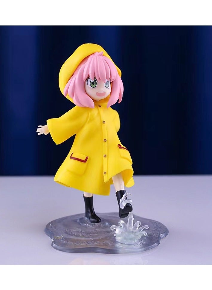 SPYxFAMILY Anya Action Figure with Base,Raincoat Anya Model Figure Toy,PVC Character Model Statue,for Desktop Decorations/Collectibles,Gifts for Fans, Friends,10*12 CM  - Image 2