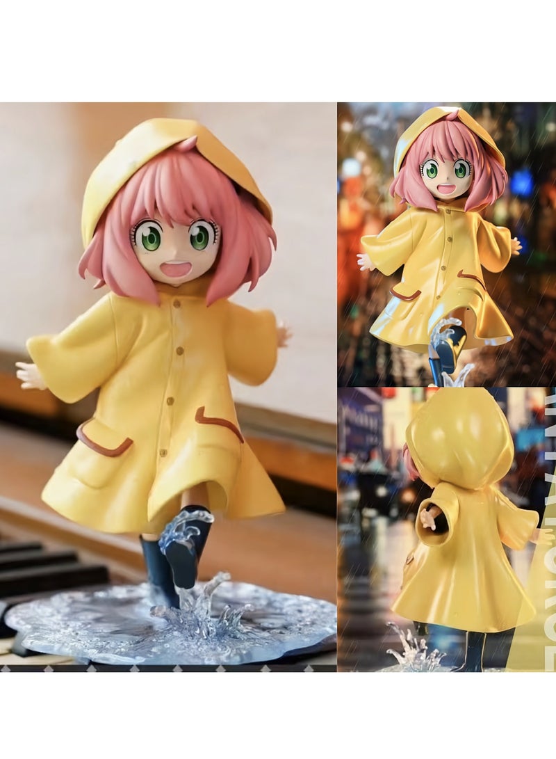 SPYxFAMILY Anya Action Figure with Base,Raincoat Anya Model Figure Toy,PVC Character Model Statue,for Desktop Decorations/Collectibles,Gifts for Fans, Friends,10*12 CM  - Image 4