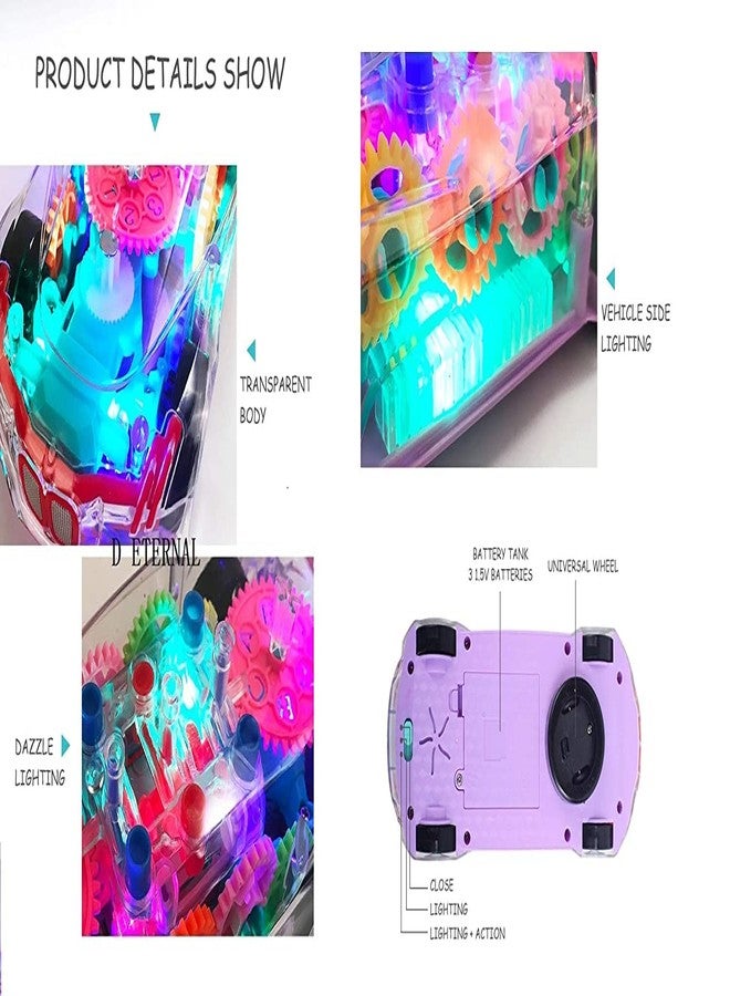 AMRAD 3D Car with 360 Degree Rotation, Gear Simulation Mechanical Car, Sound & Light Toys for Kids Boys & Girls (Multi Color) (Multi Design) - Image 3