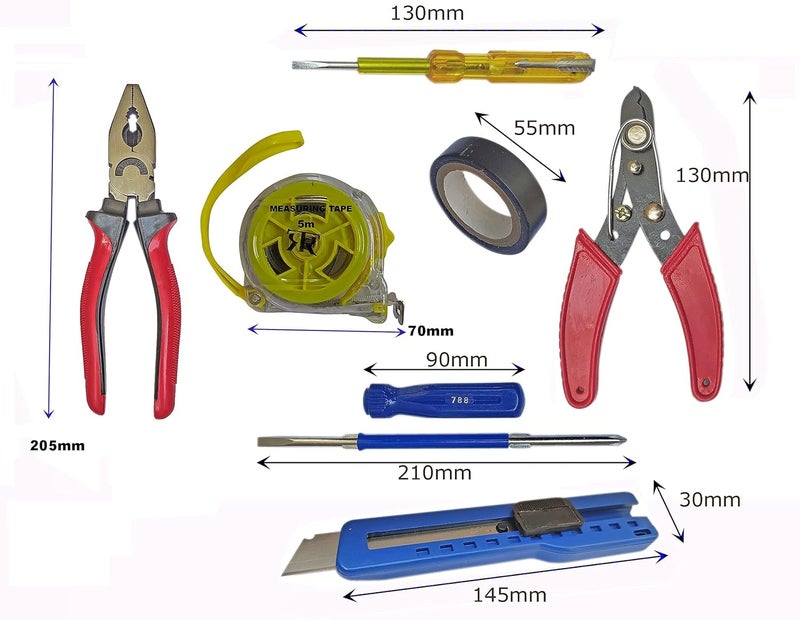Inditrust Inditrust Hand Tool KitPlier Hammer Screwdriver Wire Cutter 5m Measuring Tape tester electric tape paper cutter 8 Tools  - Image 2