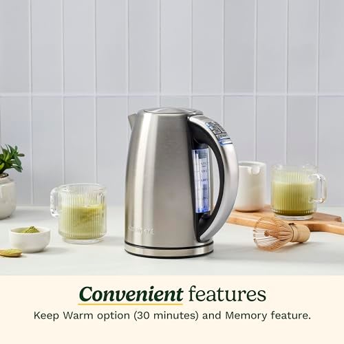 Cuisinart غلاية كهربائية كويزينارت بيرفكتيمب سعة 1.7 لتر، غلاية شاي كهربائية بدون سلك، 1500 واط للتسخين السريع، 6 درجات حرارة مسبقة، خيار إبقاء دافئ لمدة 30 دقيقة، مقبض غير قابل للانزلاق يبقى بارداً، CPK-17P1 - Image 3