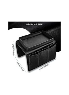 The Bros Sofa Armrest Organizer with Cup Holder Tray, Couch TV Remote Control Holder with Detachable Tray, Chair Arm Caddy with Storage Pockets for Cellphone Tablet Magazine Game Controller Eyeglasses  - Image 4