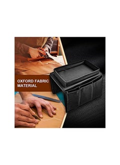 The Bros Sofa Armrest Organizer with Cup Holder Tray, Couch TV Remote Control Holder with Detachable Tray, Chair Arm Caddy with Storage Pockets for Cellphone Tablet Magazine Game Controller Eyeglasses  - Image 3