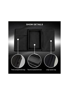 The Bros Sofa Armrest Organizer with Cup Holder Tray, Couch TV Remote Control Holder with Detachable Tray, Chair Arm Caddy with Storage Pockets for Cellphone Tablet Magazine Game Controller Eyeglasses  - Image 2