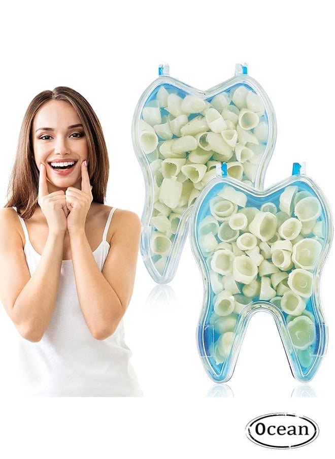 Ocean Resin Denture False Teeth, Teeth Crown Resin Denture For Patients With Oral Cavity Loss, Temporary Resistible Crown of Teeth with Different Sizes Oral Care (50 Pcs Front Teeth and 50 Pcs Back Teeth)  - Image 1