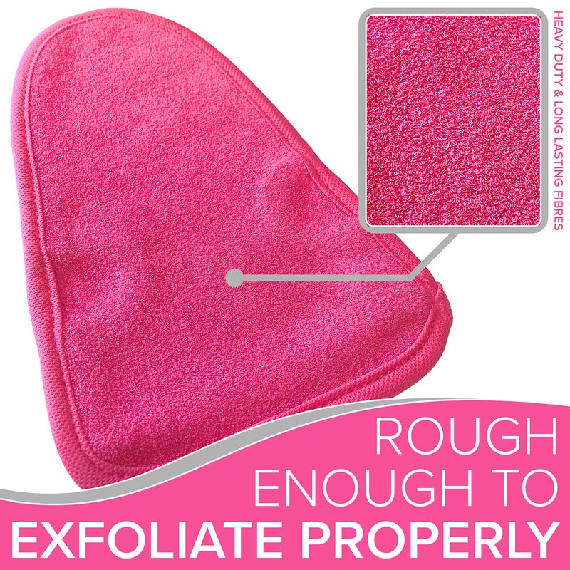 NYK1 DEAD SKIN Exfoliating Mitt Deep Pore Cleansing Exfoliating Glove (Pink, Large) At Home Microdermabrasion Dead Skin Remover For Body - Natural Plant Fibre Shower Gloves Exfoliating For Women And Men - Image 2