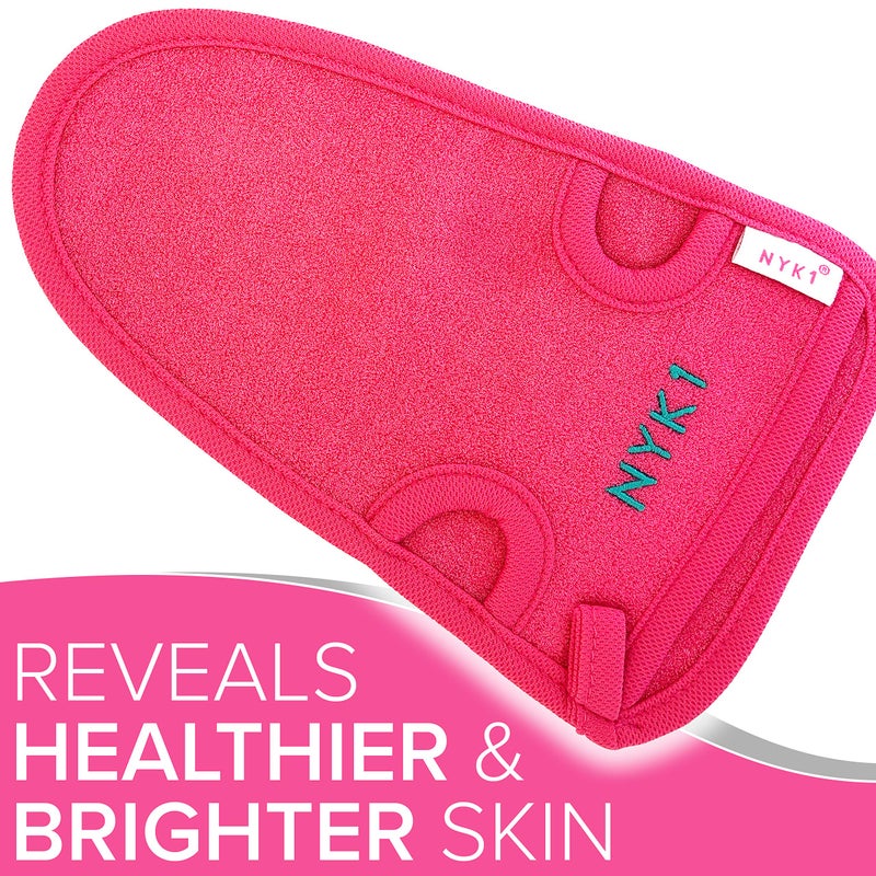 NYK1 DEAD SKIN Exfoliating Mitt Deep Pore Cleansing Exfoliating Glove (Pink, Large) At Home Microdermabrasion Dead Skin Remover For Body - Natural Plant Fibre Shower Gloves Exfoliating For Women And Men - Image 4