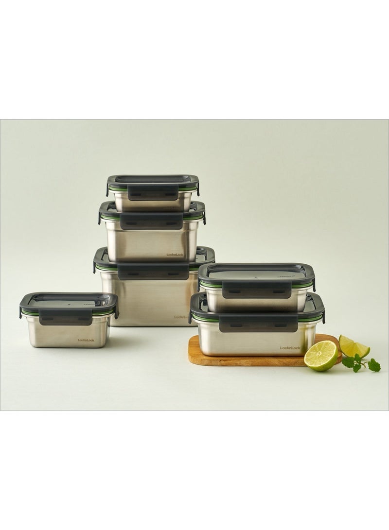 LocknLock Stainless Steel Rectangular Food Container 400ml Leakproof 4-Side Lock Lid, BPA-Free, Oven, Air Fryer, Freezer & Dishwasher Safe, Stackable Lunch Box - Image 4