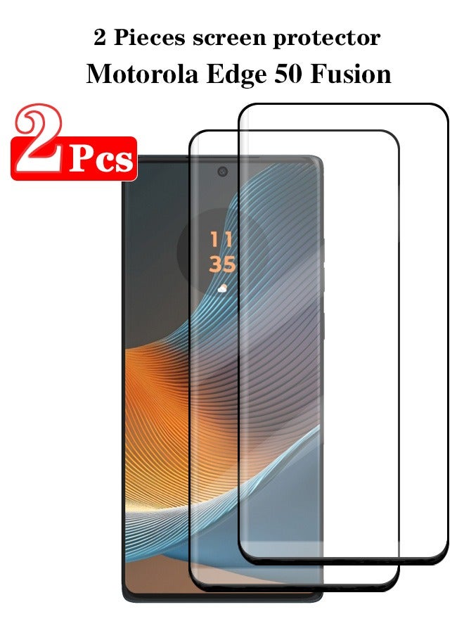 2 Pieces Full Cover Glass Screen Protector For Motorola Edge 50 Fusion 5G Black/Clear and Screen Protector Accessories  - Image 3