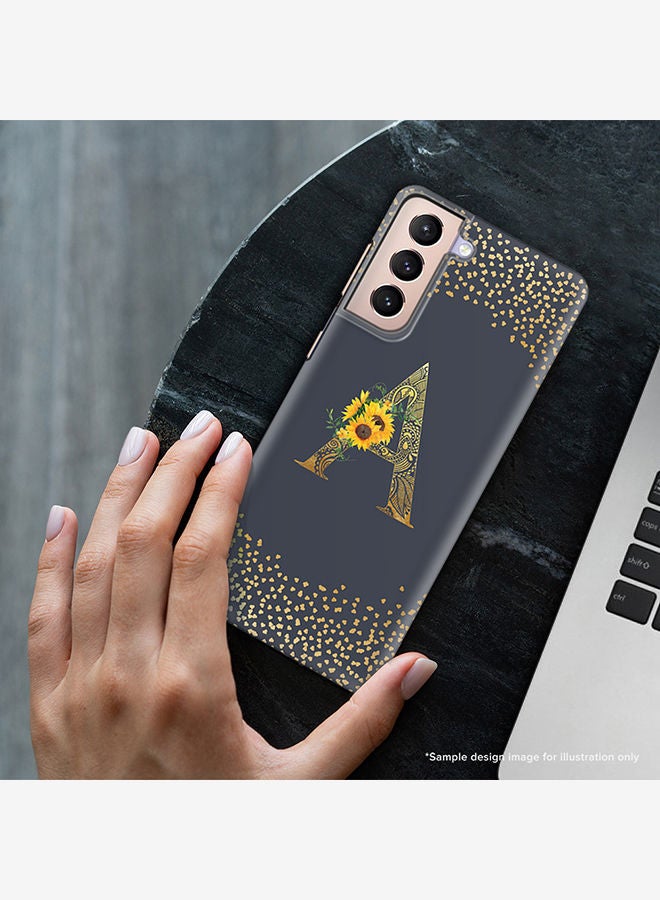 Monogram Slim Cover for Samsung Galaxy S21 Plus 5G Case Custom Initials Letter Floral Pattern Snap Series Mobile Cover Matte Alphabet  - V (Grey)