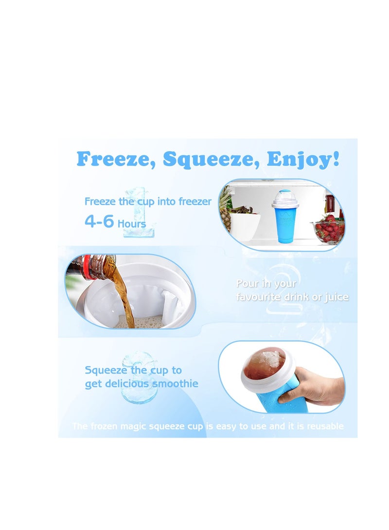 كوب فروزن ماجيك سلاشي، سموثي بغطاء وماصة سيليكون أزرق 300 مل - Image 3