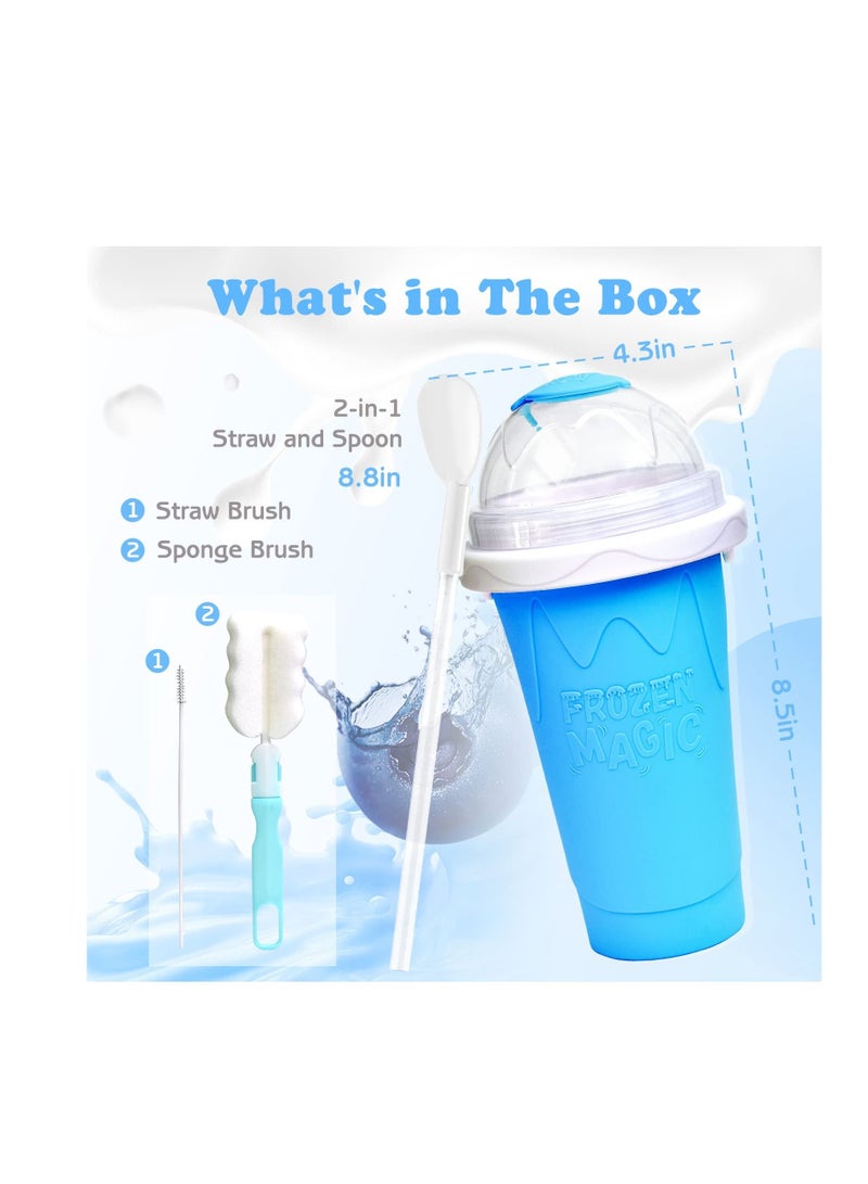 كوب فروزن ماجيك سلاشي، سموثي بغطاء وماصة سيليكون أزرق 300 مل - Image 2