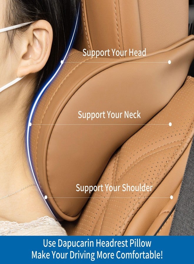 Dapucarin Car Headrest Memory Foam Neck Pillow for Driving with Leather Cover Soft Comfortable Seat Head Pillow Cushion for Most Cars SUV Sedan Home Office Palomino Brown (1PC) - Image 5