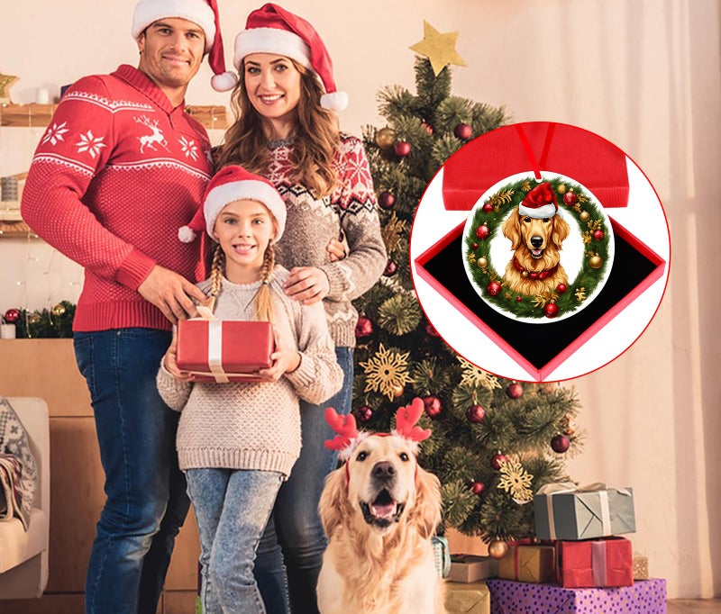 سيكوهوم Sicohome Golden Retriever Christmas Ornament Golden Retriever Gifts for Women and Dog Lovers Golden Retriever Xmas Tree Ornaments route with Hift Box Xmas for Retrievers Lovers Gift - Image 5