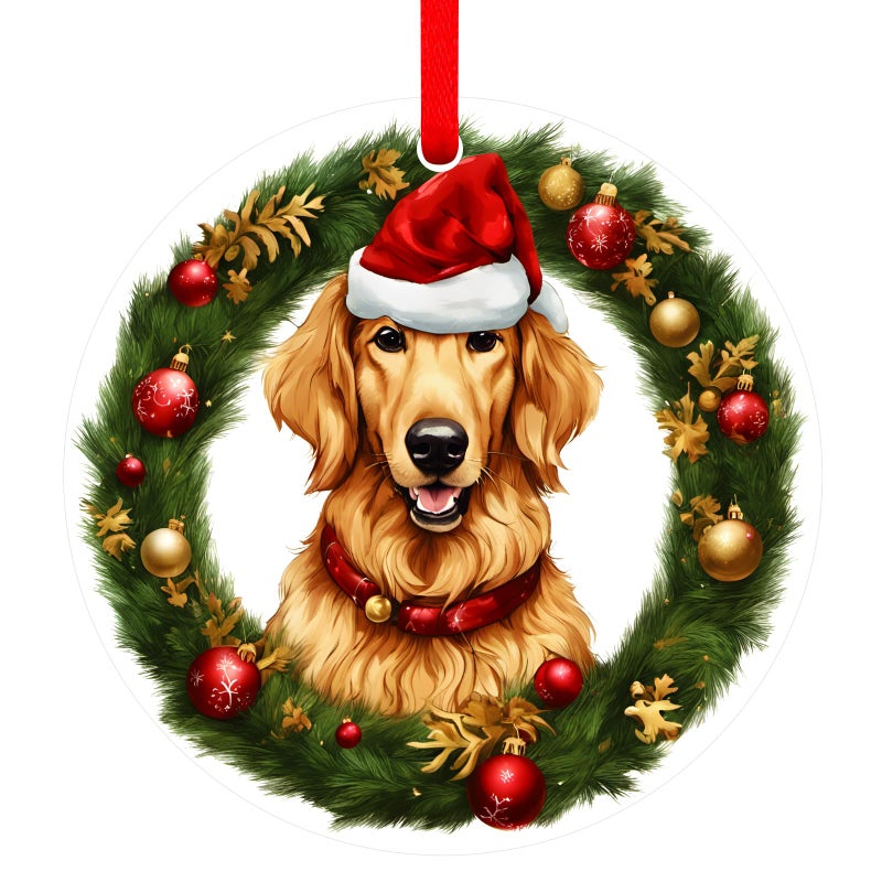 سيكوهوم Sicohome Golden Retriever Christmas Ornament Golden Retriever Gifts for Women and Dog Lovers Golden Retriever Xmas Tree Ornaments route with Hift Box Xmas for Retrievers Lovers Gift - Image 1