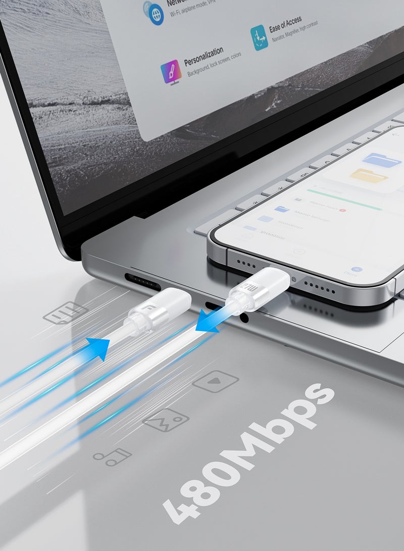 FOOMEE 27W USB C to Lightning Data Cable, Soft Skin-friendly Silicone Material, 27W Max Output,Data Transfer Speed 480Mbps, Compatible for iPhone 14Pro Max 13 12 11 Airpods iPad series, Fast Charging, Bettery Protection, 1.2M - Image 3