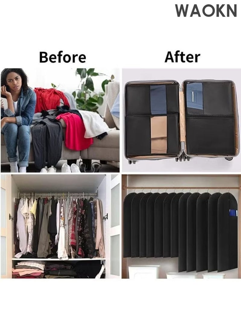 WAOKN Dress Bag Garment Bag Suit Bags , Clothes Covers with Transparent Window PEVA Coat Bags for Wardrobe and Travel Dustproof , Thick clothing dust cover, washable laundry dust cover , 5 Pack , unisex ,black . - Image 3