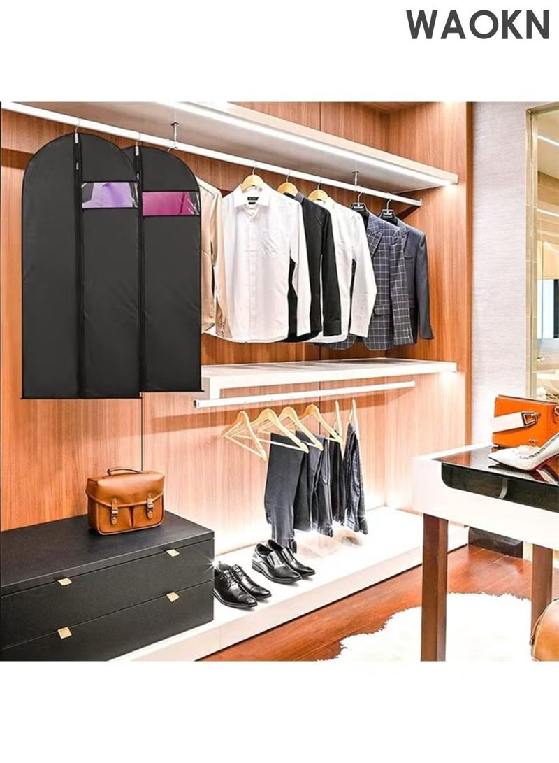 WAOKN Dress Bag Garment Bag Suit Bags , Clothes Covers with Transparent Window PEVA Coat Bags for Wardrobe and Travel Dustproof , Thick clothing dust cover, washable laundry dust cover , 5 Pack , unisex ,black . - Image 4