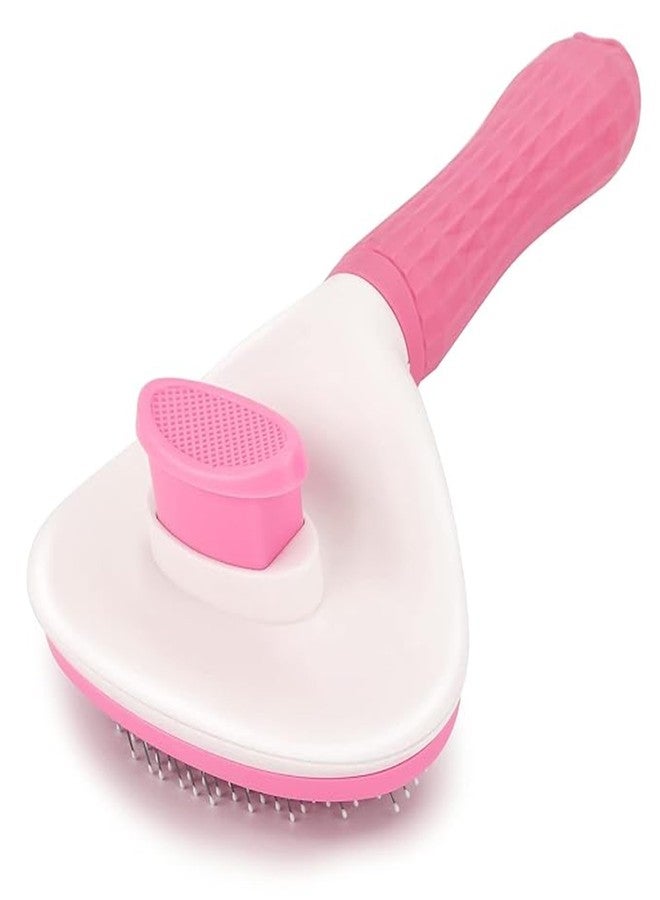 Brain Freezer Pets Self Cleaning Slicker Brush, Pet Grooming Shedding Brush for Dogs and Cats - Easy to Remove Loose Undercoat, Pet Massaging Tool Suitable for Pets with Long or Short Hair Pink - Image 1