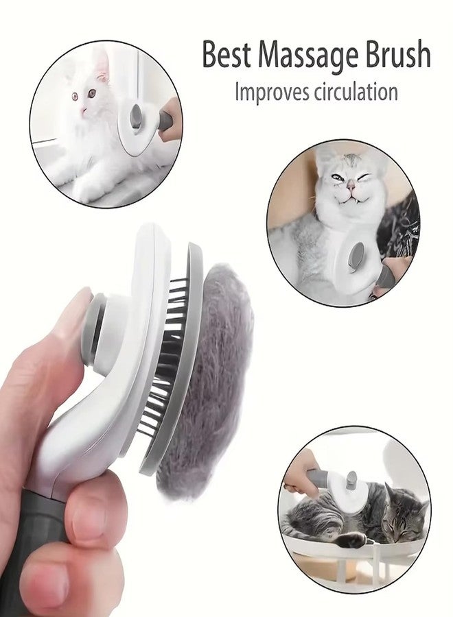 Brain Freezer Pets Self Cleaning Slicker Brush, Pet Grooming Shedding Brush for Dogs and Cats - Easy to Remove Loose Undercoat, Pet Massaging Tool Suitable for Pets with Long or Short Hair Pink - Image 4