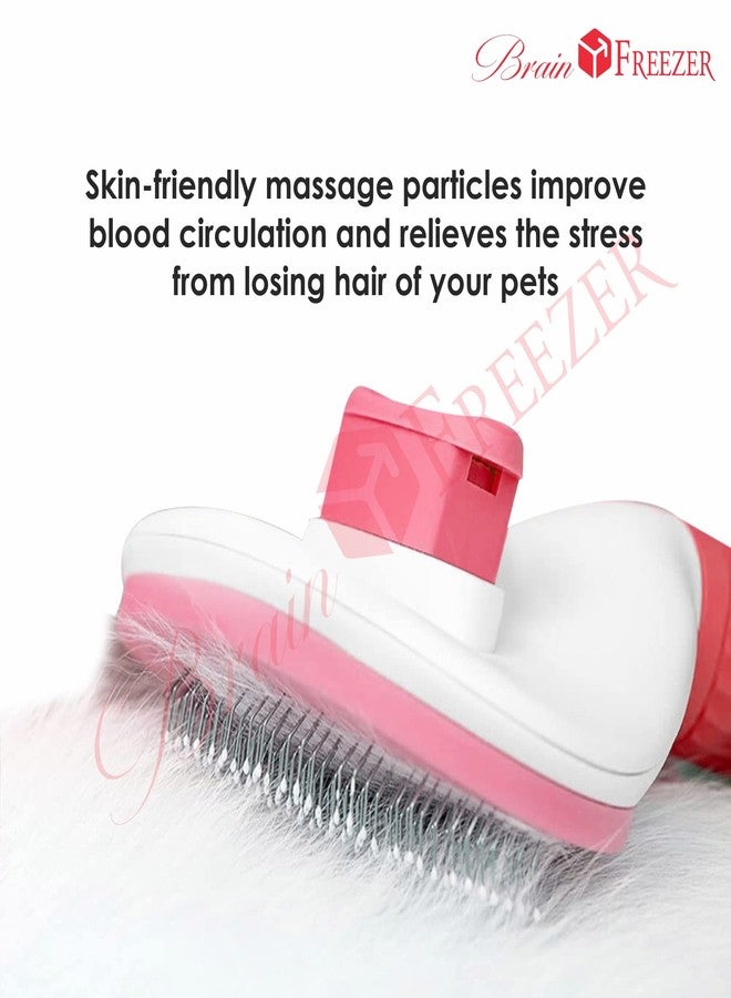Brain Freezer Pets Self Cleaning Slicker Brush, Pet Grooming Shedding Brush for Dogs and Cats - Easy to Remove Loose Undercoat, Pet Massaging Tool Suitable for Pets with Long or Short Hair Pink - Image 3